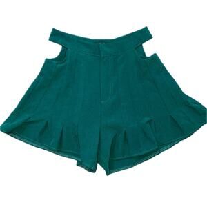 New XS High Waisted Sexy Pleated Cutout Hunter Green‎ Ruffle Shorts Slytherin